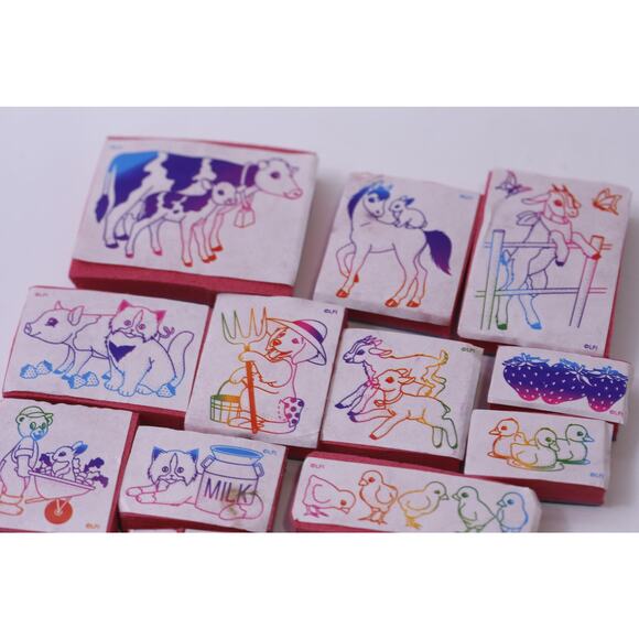 Vintage Lisa Frank Farm Animals, Message Stamp Set, Pets, LFI, Card Making, Scr - Picture 2 of 5